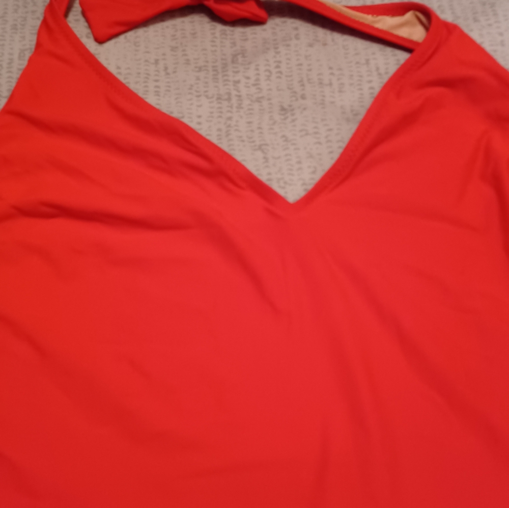 J.Crew Red 14 One Piece Movie Star Halter Tie Bathing Swim suit - Picture 4 of 7